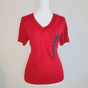 BANANA REPUBLIC Women’s Small Red Cotton V-neck Tee Shirt